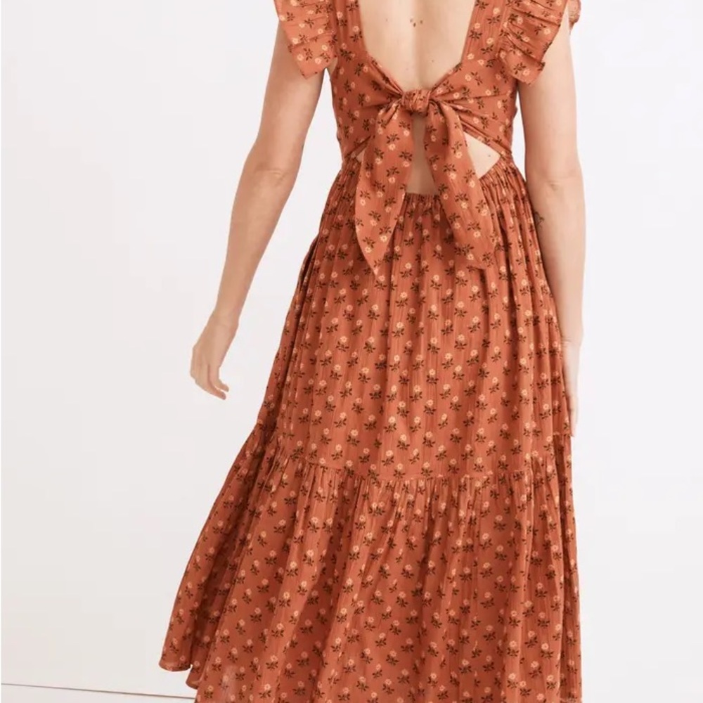 NWT Madewell Ruffle Strap Tiered Midi Dress